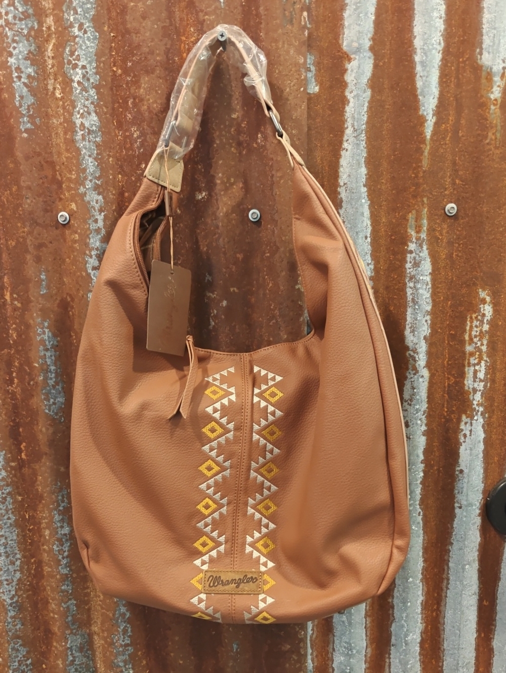 Wrangler Brown Embroidered Shoulder Hobo Bag